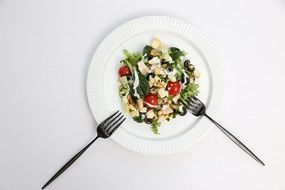 vegetable salad with chicken on a plate