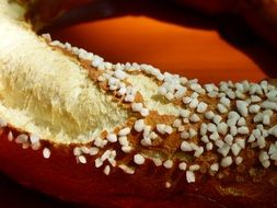 sprinkled pretzel closeup