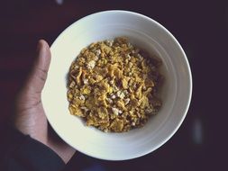 plate with delicious muesli for breakfast