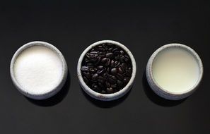 Coffee Beans and milk and sugar