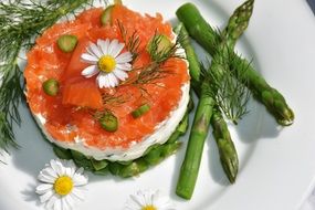 appetizer with cream cheese and asparagus