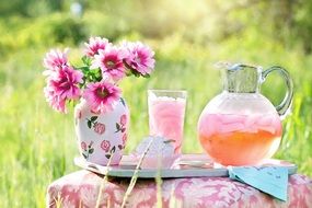 Pink summer Lemonade and flower