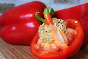 cut red Peppers with seeds