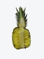 half pineapple on a white background