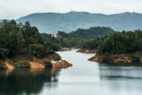 Landscape of the trees,river and mountains