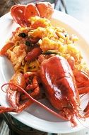 tasty fried lobster on a white plate