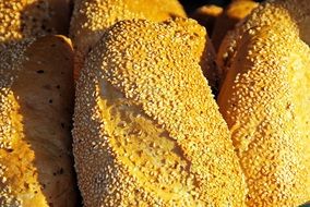 yellow bread with sesame seeds