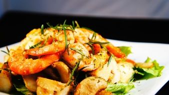 dish with fried lobster