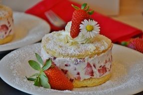 sponge cake with strawberry cream