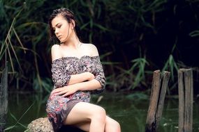 sensual model on the stone