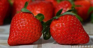 two ripe strawberries