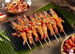 grilled shrimps on skewers