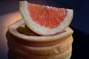 grapefruit slices close up