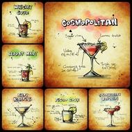 collage with alcoholic cocktails