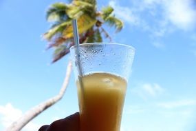 refreshing drink on the beach