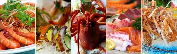 collage with seafood