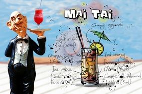 Mai Tai Cocktail recipe, creative illustration