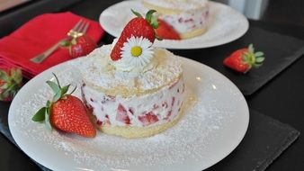 strawberry cake on a white plate