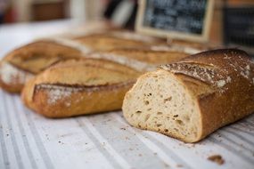 Loaves of French Bread on table