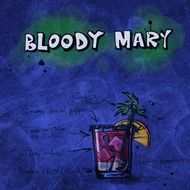 beautiful picture with a cocktail recipe "bloody mary" drawn on it