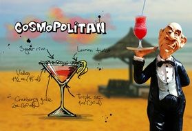 clipart of wallpaper with recipe of cosmopolitan cocktail