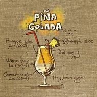 Pina Colada cocktail recipe on poster