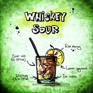 Whiskey Sour Cocktail drawing