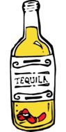 drawn bottle of tequila