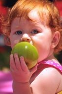 portrait of eating Apple Girl