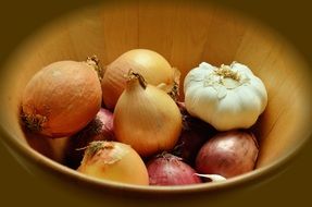 onions and garlic in the bowl