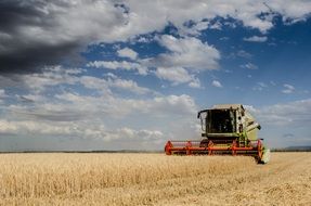 combine harvester in autumn