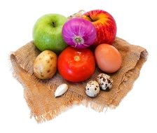 Vegetables and small eggs