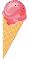 painted pink ice cream in the cone at white background