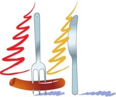 fork knife sausage drawing