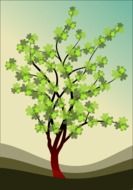 draw tree with green leaves