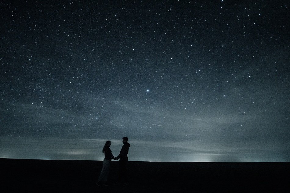 couple in love under the starry sky