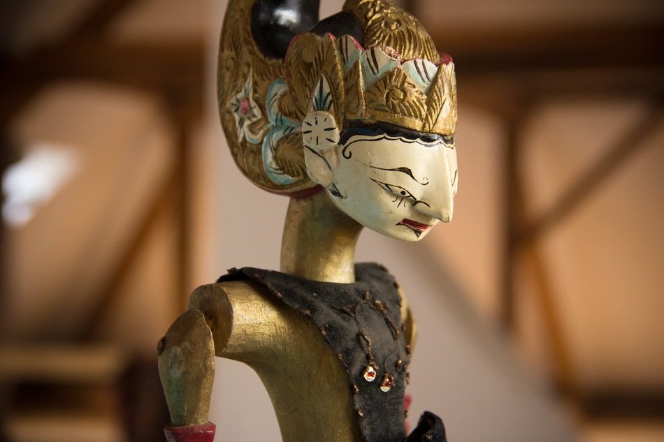 Closeup of colorful ancient puppet