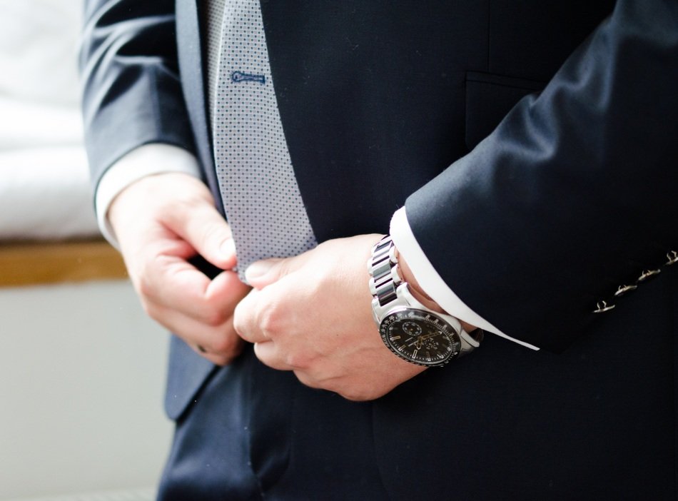 details of a groom apparel