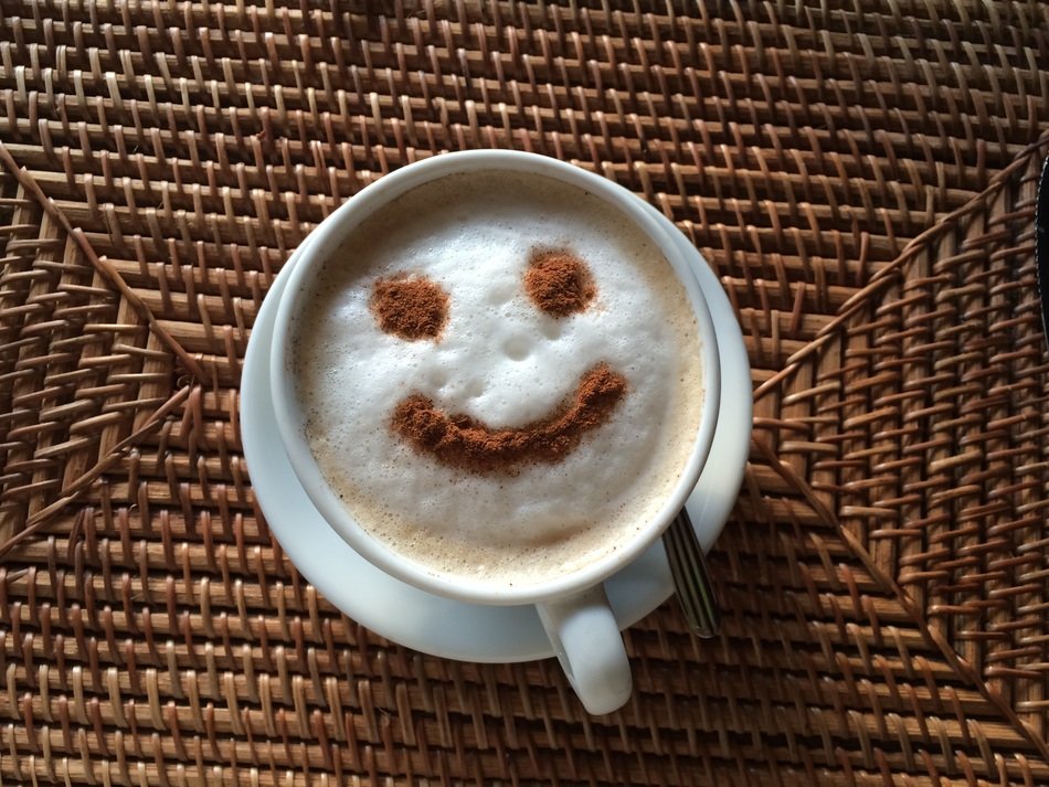 Smiling coffe in morning