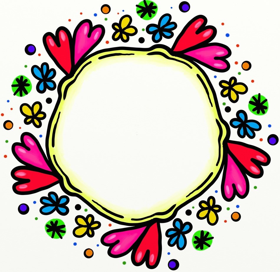 round frame with hearts drawing