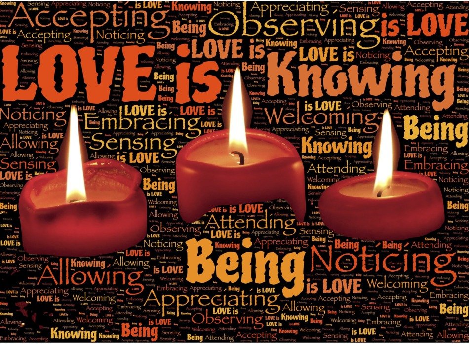 drawn three red candles on the background of the inscriptions