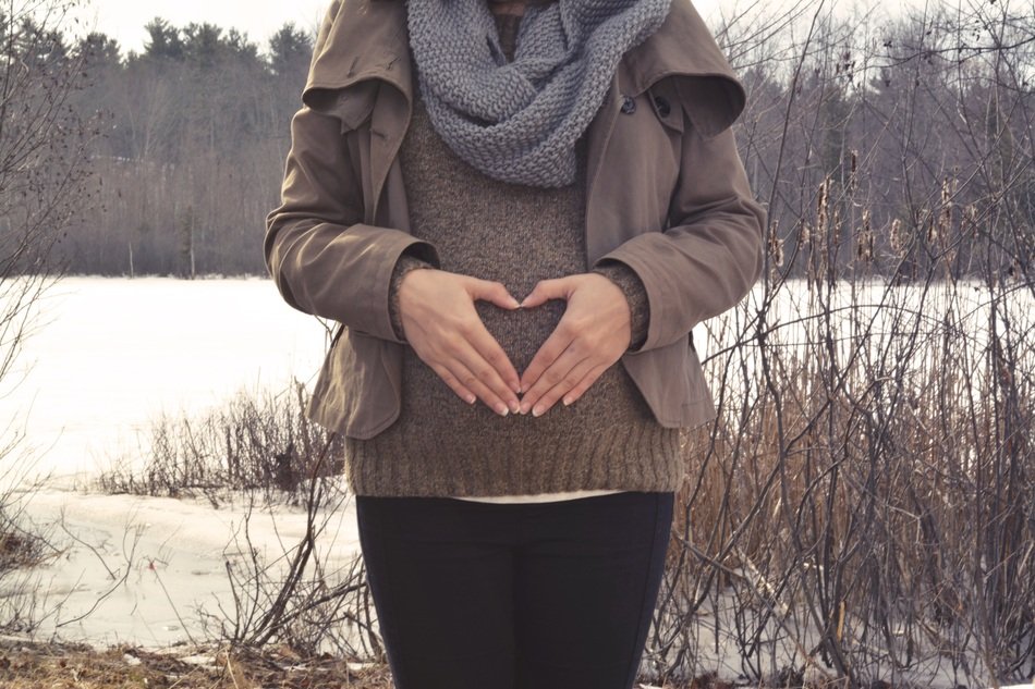 pregnant woman in winter day
