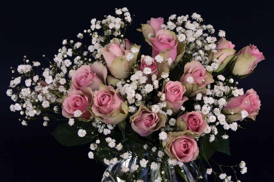 wedding bouquet on black background
