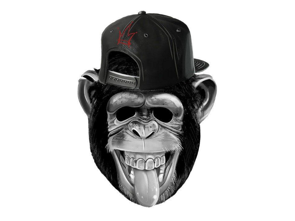 Laughing Monkey in cap, Drawing