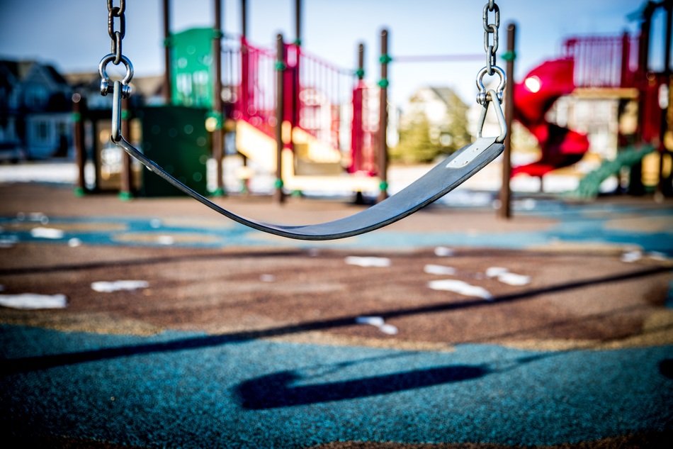 swing on the playground close up