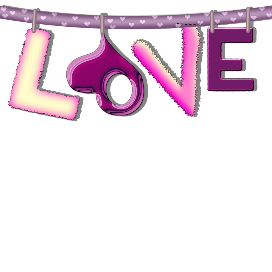 word 'love' as a symbol of Valentine's Day