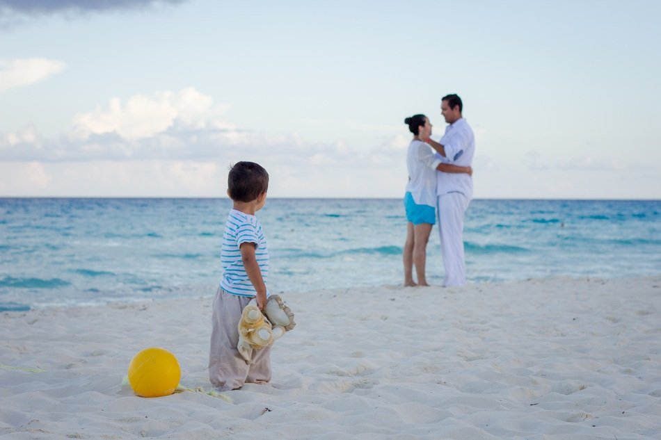 Family on beach