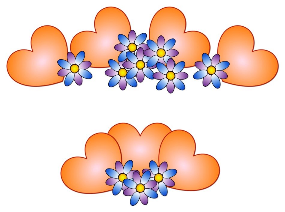 hearts with flowers as holiday attributes