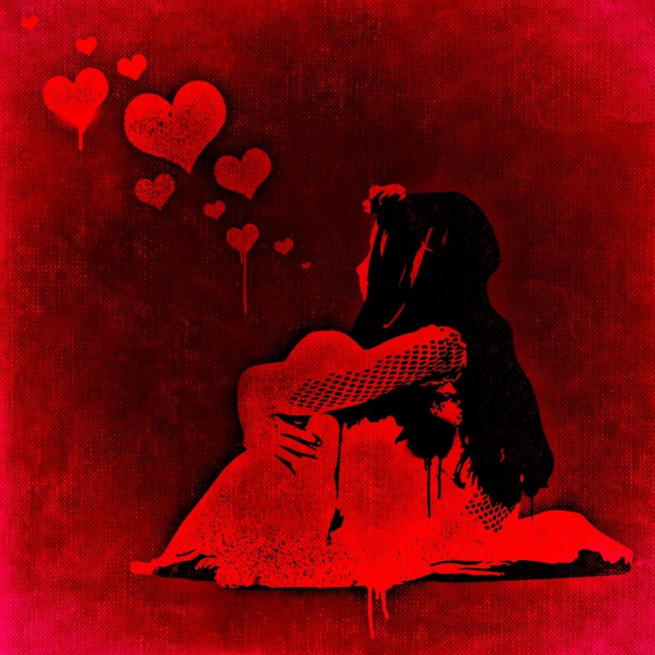 romantic girl on the red background