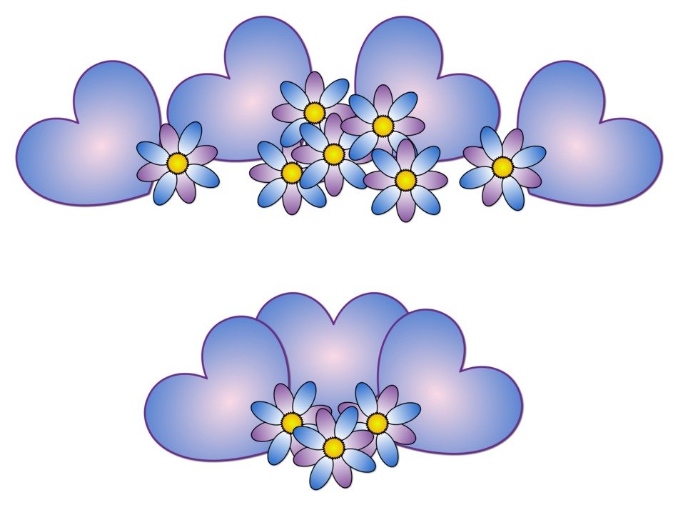blue hearts with flowers for the holiday